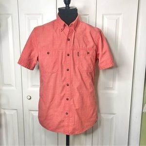 G. H. Bass & Company salmon red button up shirt sleeve shirt, ventilated yoke